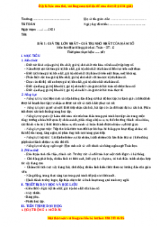 Giáo án Toán 12 học kì I Giải tích Bài 3: Giá trị lớn nhất-nhỏ nhất của hàm số