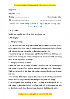 Giáo án Sinh học 7 Kết nối tri thức Bài 37: Ứng dụng sinh trưởng và phát triển ở sinh vật vào thực tiễn
