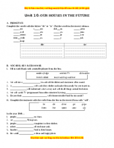 Bài tập Unit 10: OUR HOUSES IN THE FUTURE - Giáo viên Lưu Hoằng Trí đầy đủ đáp án