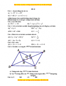 Đề thi giữa kì 1 Toán 8 năm 2023 - Đề 43