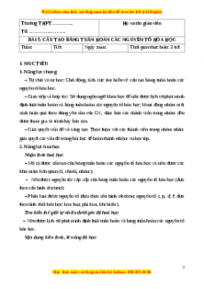 Giáo án Bài 5: Cấu tạo của bảng tuần hoàn các nguyên tố hóa học Hóa học 10 Chân trời sáng tạo