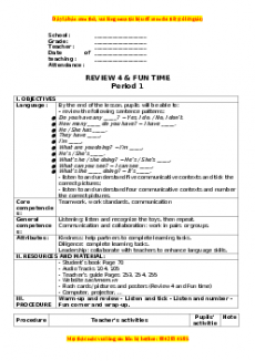 Giáo án Review 4 Tiếng anh 3 global success