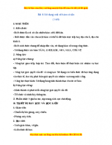 Giáo án Tin học 7 Cánh diều Chủ đề E Bài 8: Sử dụng một số hàm có sẵn