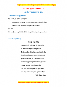 Đề thi cuối kì 2 Tiếng Việt lớp 2 Kết nối tri thức (Đề 11)