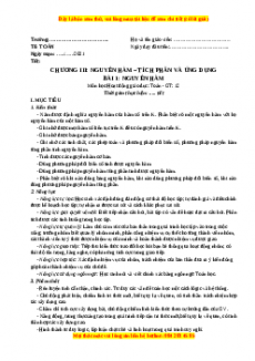 Giáo án Toán 12 học kì 2 Giải tích (năm 2023) | Giáo án Toán 12  mới, chuẩn nhất