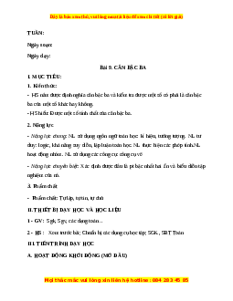 Giáo án Căn bậc ba Toán 9 Học kì 1