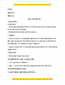 Giáo án Căn bậc ba Toán 9 Học kì 1