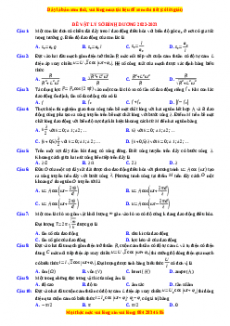 Đề thi thử Vật lí Sở Bình Dương năm 2023