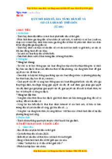 Giáo án Bài 16 Địa lí 10 Cánh Diều (2024): Quy mô dân số, gia tăng dân số và cơ cấu dân số thế giới