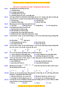 Đề thi thử Vật lí trường Chuyên Lam Sơn - Thanh Hóa năm 2023