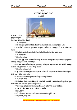 Giáo án Bài 12 Lịch sử 7 Cánh diều (2024): Vương quốc Lào