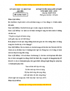 Đề chính thức Ngữ văn vào 10 Hà Nội năm 2018 - 2019