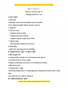 Giáo án Tin học 10 Bài 24 (Kết nối tri thức): Xâu kí tự