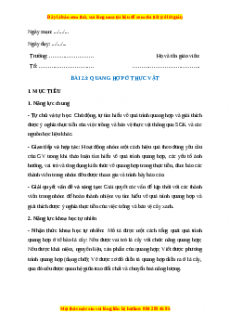 Giáo án Bài 23 Sinh học 7 Chân trời sáng tạo (2024): Quang hợp ở thực vật