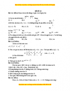 Đề thi Toán 9 học kì 1 năm 2022 - 2023 - Đề 20