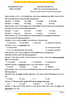 Đề thi học kì 1 Tiếng anh 12 năm 2022 - 2023 (Đề 2)