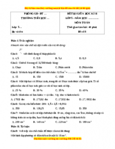 Đề thi giữa kì 2 Toán 5 năm 2023 (Đề 8)