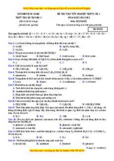 Đề thi thử Hóa học trường Thuận Thành 2 lần 1 năm 2023