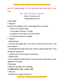 Giáo án Tin học 10 Bài 1 (Cánh diều): Nhóm nghề thiết kế và lập trình