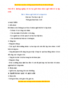 Giáo án Tin học 10 Bài 1 (Cánh diều): Nhóm nghề thiết kế và lập trình