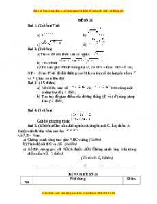 Đề thi Toán 9 học kì 1 năm 2022 - 2023 - Đề 31