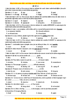 Đề thi thử THPT Quốc Gia môn Tiếng Anh có đáp án ( đề 13 ) - thầy Bùi Văn Vinh