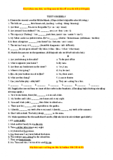 Bài tập TEST YOURSELF 3 - Giáo viên Mai Lan Hương đầy đủ đáp án