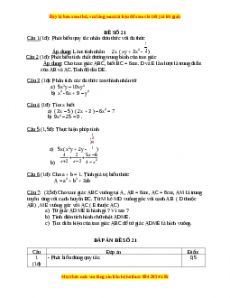 Đề thi cuối học kì 1 Toán 8 năm 2022 - 2023 - Đề 21