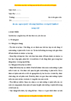 Giáo án Sinh học 7 Kết nối tri thức Bài 36: Khái quát về sinh trưởng và phát triển ở sinh vật