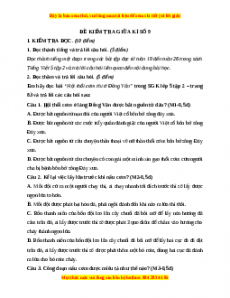 Đề thi giữa kì 2 Tiếng Việt lớp 5 năm 2023 (Đề 9)