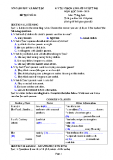 Đề luyện thi HSG Tiếng Anh 9 Trường, Sở | Đề thi học sinh giỏi Anh 9