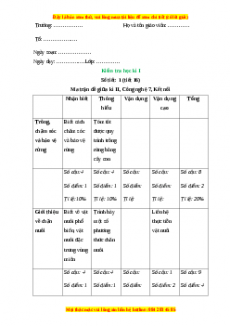 Giáo án Công nghệ 7 Kiểm tra học kì 1 (Kết nối tri thức)