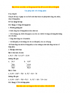 Chuyên đề Các phép toán với số thập phân Tóan 5 năm 2023