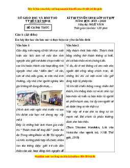 Đề chính thức Ngữ văn vào 10 TP Hồ Chí Minh năm 2019 - 2020