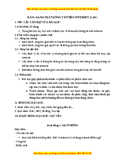Giáo án Bài 6: Khám phá thông tin trên internet Tin học 3 Kết nối tri thức