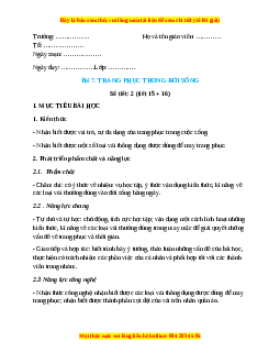 Giáo án Công nghệ 6 Bài 7 (Kết nối tri thức): Trang phục trong đời sống