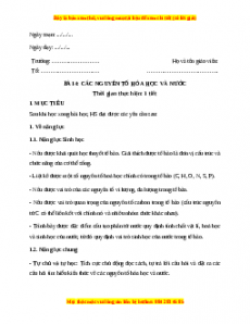 Giáo án Sinh học 10 Bài 4 (Kết nối tri thức): Các nguyên tố hóa học và nước