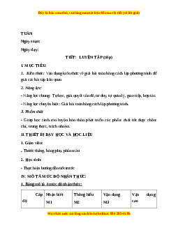 Giáo án Luyện tập trang 59, 60 Toán 9 Học kì 2