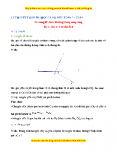 Lý thuyết Toán 7 Cánh diều Chương 4: Góc. Đường thẳng song song
