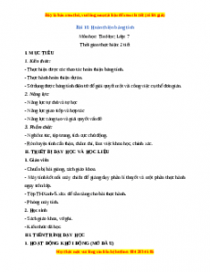 Giáo án Tin học 7 Kết nối tri thức Chủ đề 4 Bài 10 Hoàn thiện bảng tính