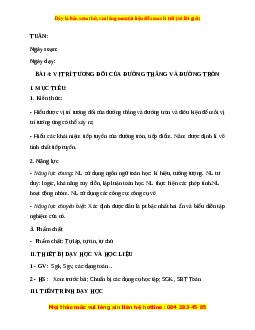 Giáo án Vị trí tương đối của đường thẳng và đường tròn Toán 9 Học kì 1