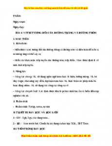 Giáo án Vị trí tương đối của đường thẳng và đường tròn Toán 9 Học kì 1
