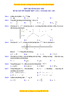 Đề thi thử THPT Quốc Gia Toán trường THPT Chuyên ĐH Vinh lần 1 năm 2023