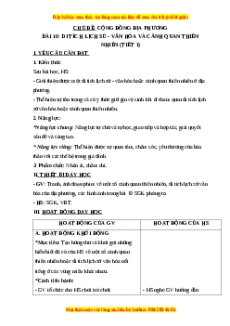 Giáo án Bài 10: Di tích lịch sử - văn hóa và cảnh quan thiên nhiên Tự nhiên và xã hội lớp 3 Chân trời sáng tạo