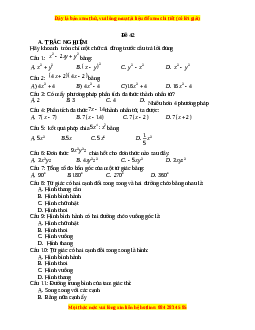 Đề thi giữa kì 1 Toán 8 năm 2023 - Đề 42