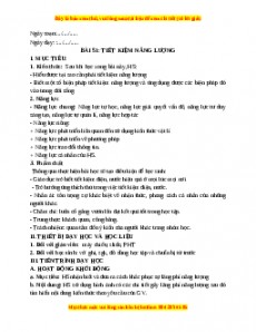 Giáo án Bài 51 KHTN 6 Kết nối tri thức (2024): Tiết kiệm năng lượng