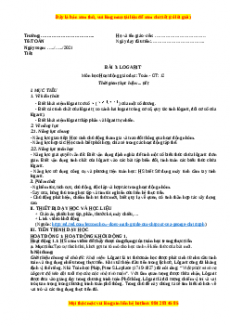 Giáo án Toán 12 học kì I Giải tích Bài 3: Logarit
