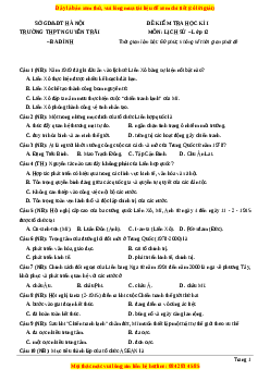 Đề thi cuối kì 1 Lịch sử 12 năm 2023 Trường THPT Nguyễn Trãi - Hà Nội