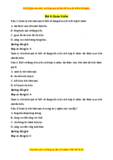 Trắc nghiệm Bài 6: Quản lí tiền