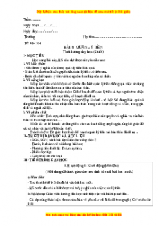 Giáo án GDCD 7 Bài 6 (Cánh diều): Quản lý tiền